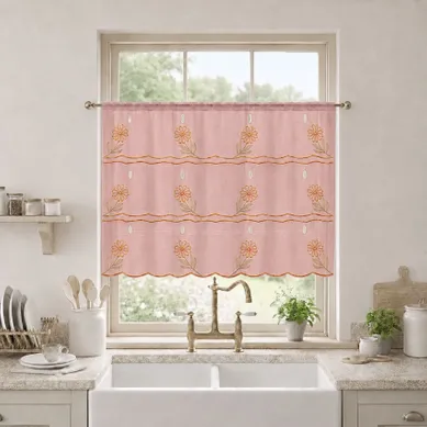 Modulable Brodé À Motifs Fleuris - 58x220 Cm - Bordeaux