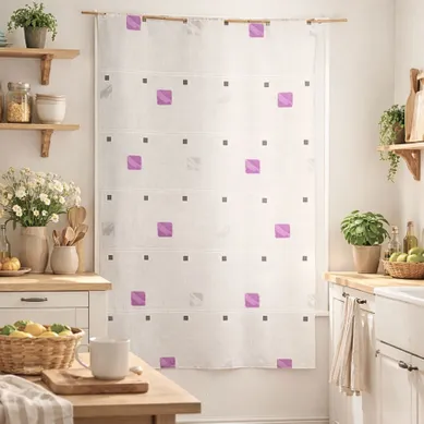 Modulable Brodé Motif De Carrés Colorés - 70x90 Cm - Fuchsia