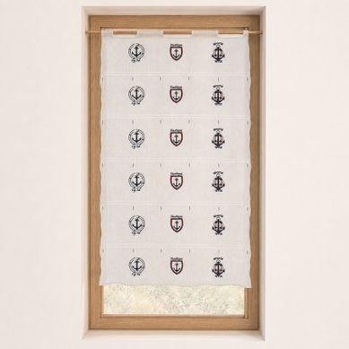 Modulable Brodé À Motifs Marins - 58x180 Cm - Blanc