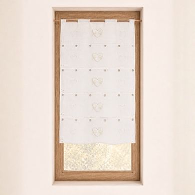 Modulable Brodé Motifs De Rennes Et Coeurs - 60x180 Cm - Blanc