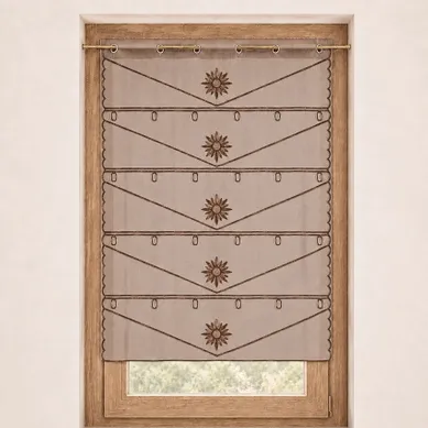 Modulable Brodé À Motifs De Soleils - 58x160 Cm - Marron Foncé