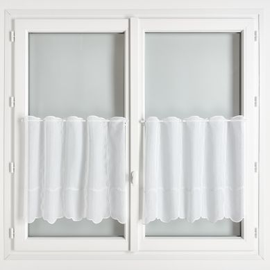 Brise Bise Brodé Léger Avec Frise Palmette - 120x90 Cm - Blanc