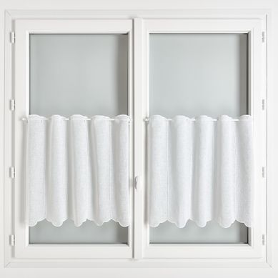 Brise Bise Brodé En Poly-lin Rustique - 60x120 Cm - Blanc
