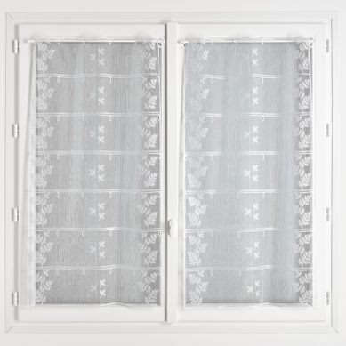 Modulable En Maille Brodée Motif Feuilles - 60x220 Cm - Blanc
