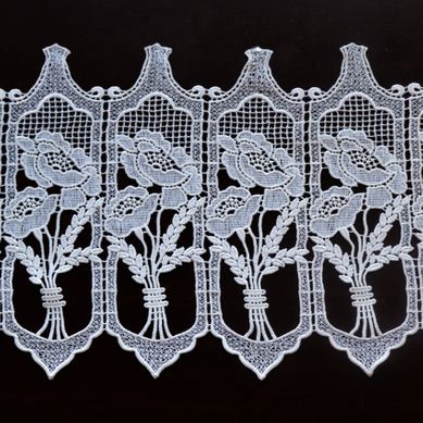 Brise Bise Macramé Au Bouquet Fleuri - 60x45 Cm - Blanc
