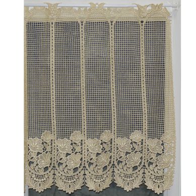 Brise Bise En Macramé Fleuri - 120x45 Cm - Ecru