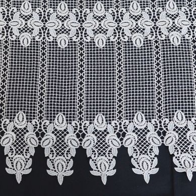 Brise Bise En Macramé Au Style Ornemental - 120x45 Cm - Blanc