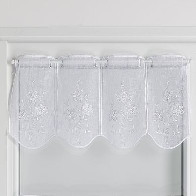 Brise Bise Brodé De Petites Fleurs - 90x45 Cm - Blanc