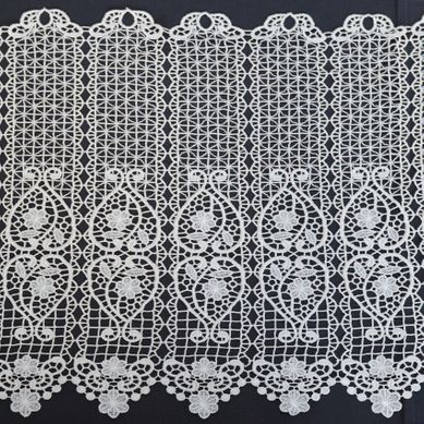 Brise Bise Uni En Macramé Fleuri - 120x45 Cm - Blanc