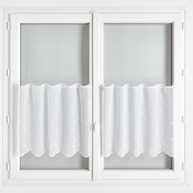Brise Bise Fleurs Brodées - 120x45 Cm - Blanc