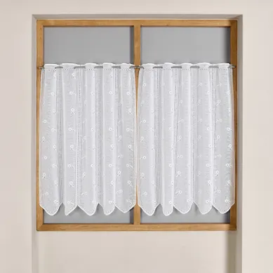 Brise-bise En Maille À Motif Floral - 90x60 Cm - Blanc