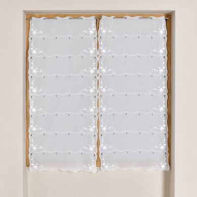 Modulable Brodé À Motif Floral Dans Les Angles - 60x180 Cm - Blanc