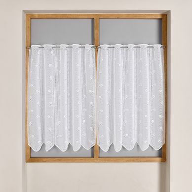 Brise-bise En Maille À Motif Floral - 180x45 Cm - Blanc