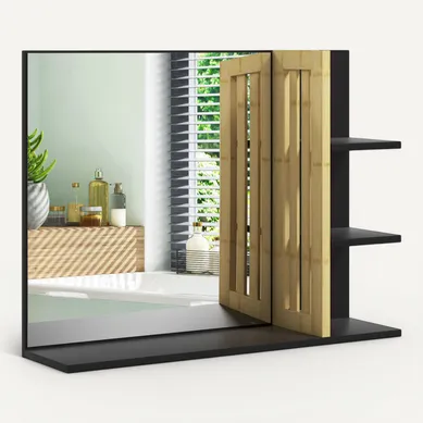 Miroir étagères Zazie Noir Et Bois