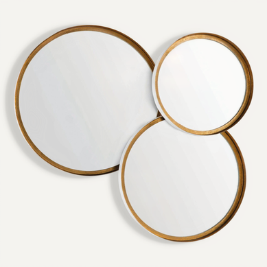 Set/3 Miroir Verre Métal Blanc Doré 80x14x87