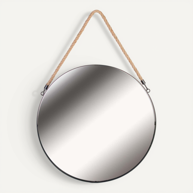 Miroir Mural Avec Anse "jonc" 50cm Noir