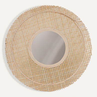 Miroir Rond Mural En Cannage Home - Diam. 49 Cm - Beige