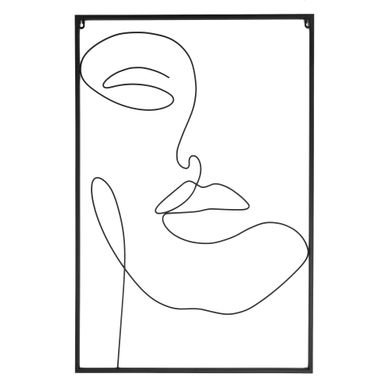 Tableau Filaire - Home Deco Factory - Visage - Noir - 60 X 90 Cm