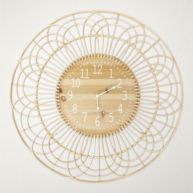 Horloge Ronde En Rotin 70 Cm