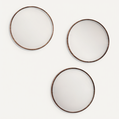 Lot De 3 Miroirs Déco "toronto" 26cm Marron Lot De 3 Miroirs Déco "toronto" 26cm Marron