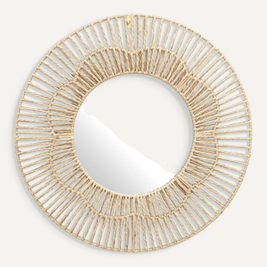 Miroir Mural Déco "rond" 50cm Naturel