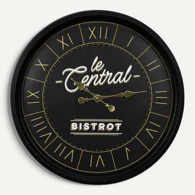 Horloge Murale "bistrot" 50cm Noir