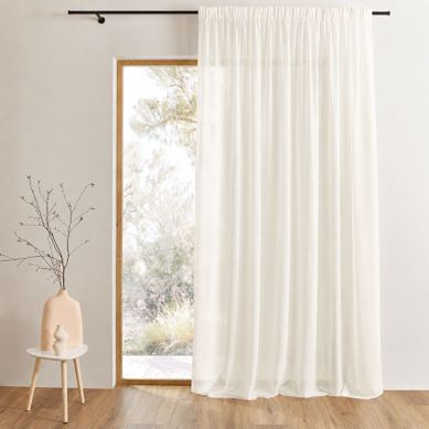 Rideau Voilage Poly-lin Bas Plombé - 420x240 Cm - Naturel