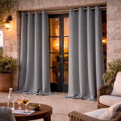Rideau D'extérieur En Tissu Déperlant - 140x260 Cm - Gris Clair