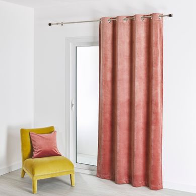 Rideau En Velours Feutré Uni - 135x260 Cm - Rose Clair