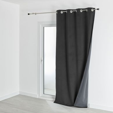 Rideau Isolant Et Occultant En Velours Doublé Polaire - 135x280 Cm - Gris Anthracite