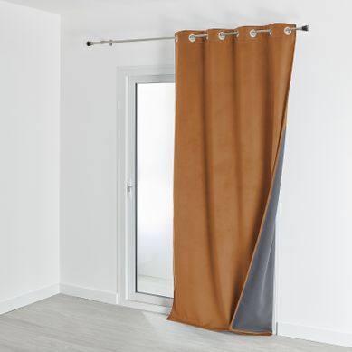 Rideau Isolant Et Occultant En Velours Doublé Polaire - 135x280 Cm - Marron Clair