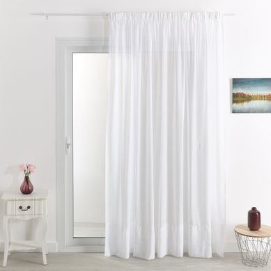 Voilage Brodé Cornely À Galon Fronceur - 240x245 Cm - Blanc
