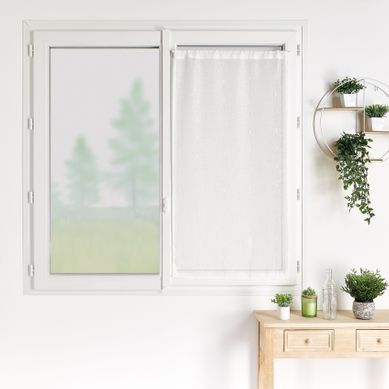 Petit Rideau De Fenêtre Fines Rayures Blanches - 90x210 Cm - Blanc