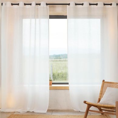 Rideau Voilage 100% Lin Fluide - 140x260 Cm - Blanc