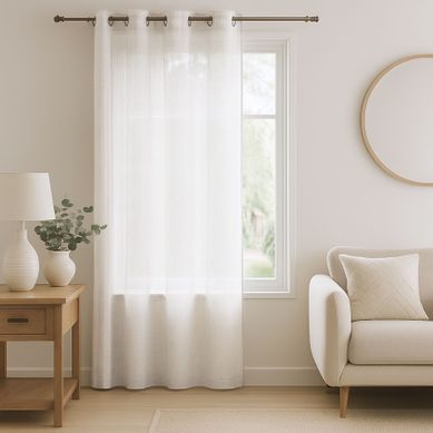 Voilage - Effet Lin Fluide - 140x180 Cm - Blanc