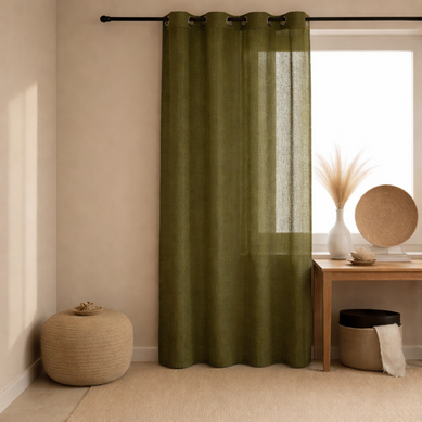Voilage - Effet Lin Fluide - 140x240 Cm - Vert Olive