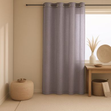 Voilage - Effet Lin Fluide - 140x240 Cm - Gris Béton