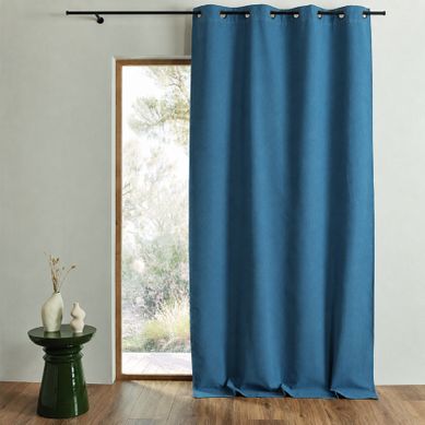 Rideau 100% Occultant Thermique Phonique Chiné Midnight - 135x180 Cm - Bleu Pétrole