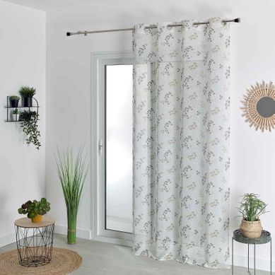 Voilage Tamisant En étamine Fleurie - 140x240 Cm - Taupe