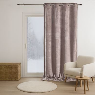 Rideau épais Imitation Fourrure Polaire - 140x260 Cm - Taupe