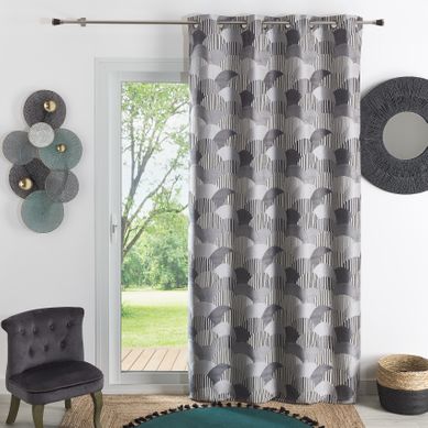 Rideau D'ameublement À Jacquard Arrondi - 140x260 Cm - Gris Clair