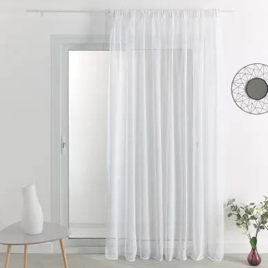 Voilage - Effet Lin À Galon Fronceur - 140x240 Cm - Blanc