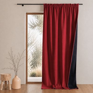 Rideau Thermique Phonique Et Semi Occultant À Galons Fronceurs Konfor - 140x260 Cm - Rouge