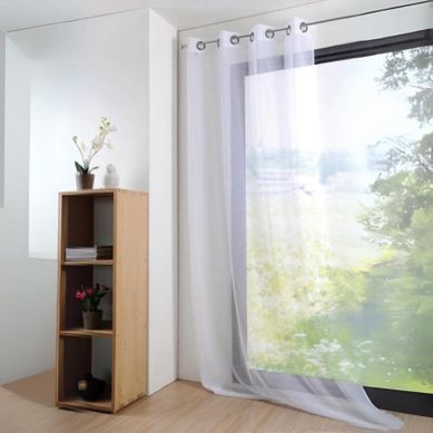Voilage Grande Largeur - Effet Lin - 140x240 Cm - Blanc
