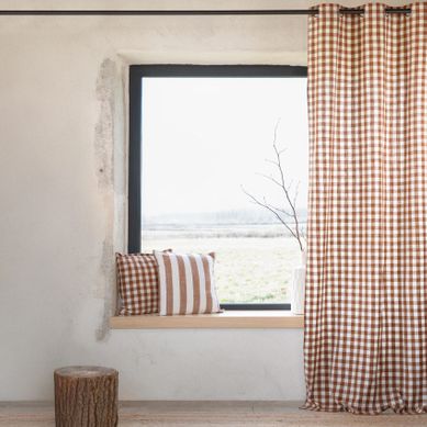 Rideau 100% Coton Vichy Lourmarin - 140x260 Cm - Terracotta