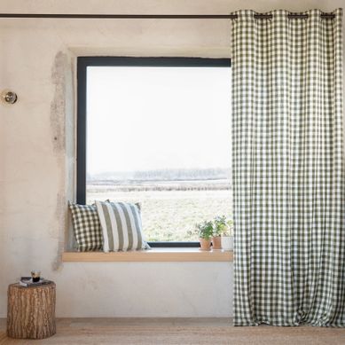 Rideau 100% Coton Vichy Lourmarin - 140x260 Cm - Kaki