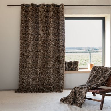Rideau Imitation Fourrure Léopard - 140x260 Cm - Beige