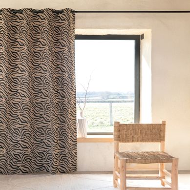 Rideau Jacquard Zèbre - 140x260 Cm - Noir