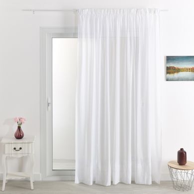 Voilage Ignifugé M1 Non Feu Galon Fronceur - 140x260 Cm - Blanc