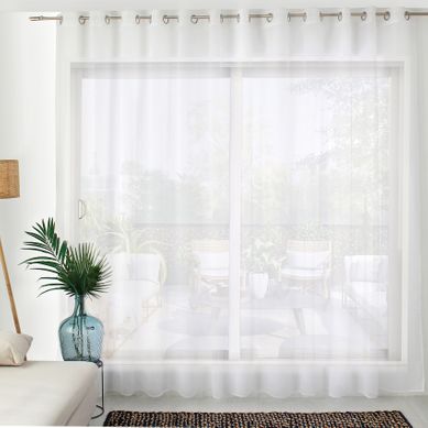 Voilage Uni À Oeillets Grande Largeur - 420x240 Cm - Blanc